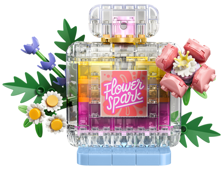 Parfümflasche mit Blumendeko