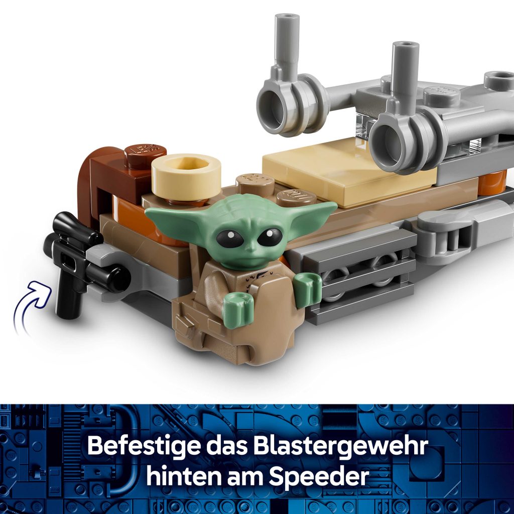 Produktabbildung Der Mandalorianer und Grogu auf ihrem Speeder Bike™